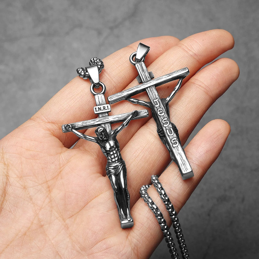 3D Jesus Cross Pendant — Stainless Steel