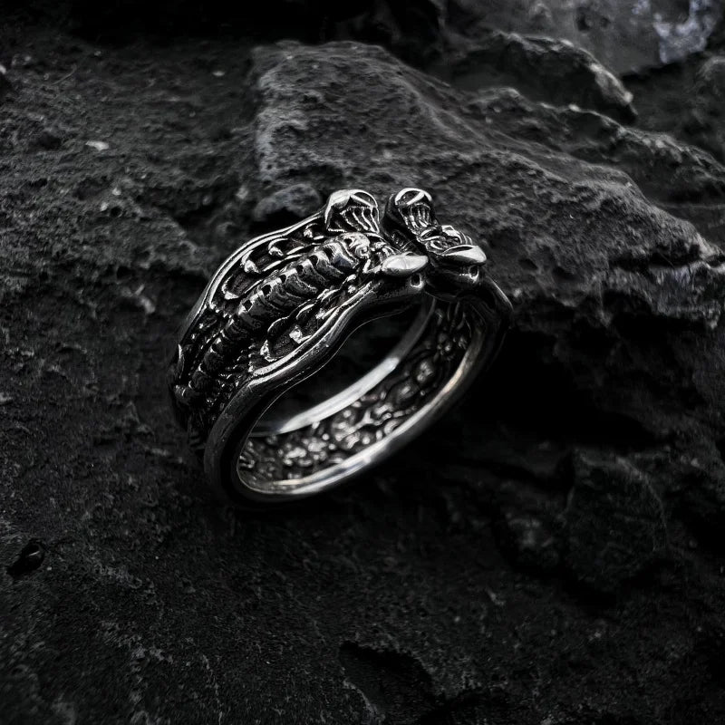 Buyee 925 Sterling Silver Unique Ring Finger Cute Scorpion Open Ring for Women Man Fashion Animal Rock Punk Fine Jewelry Circle
