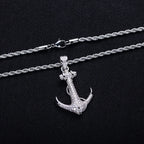 Iced Out Anchor Pendant — 14K Gold