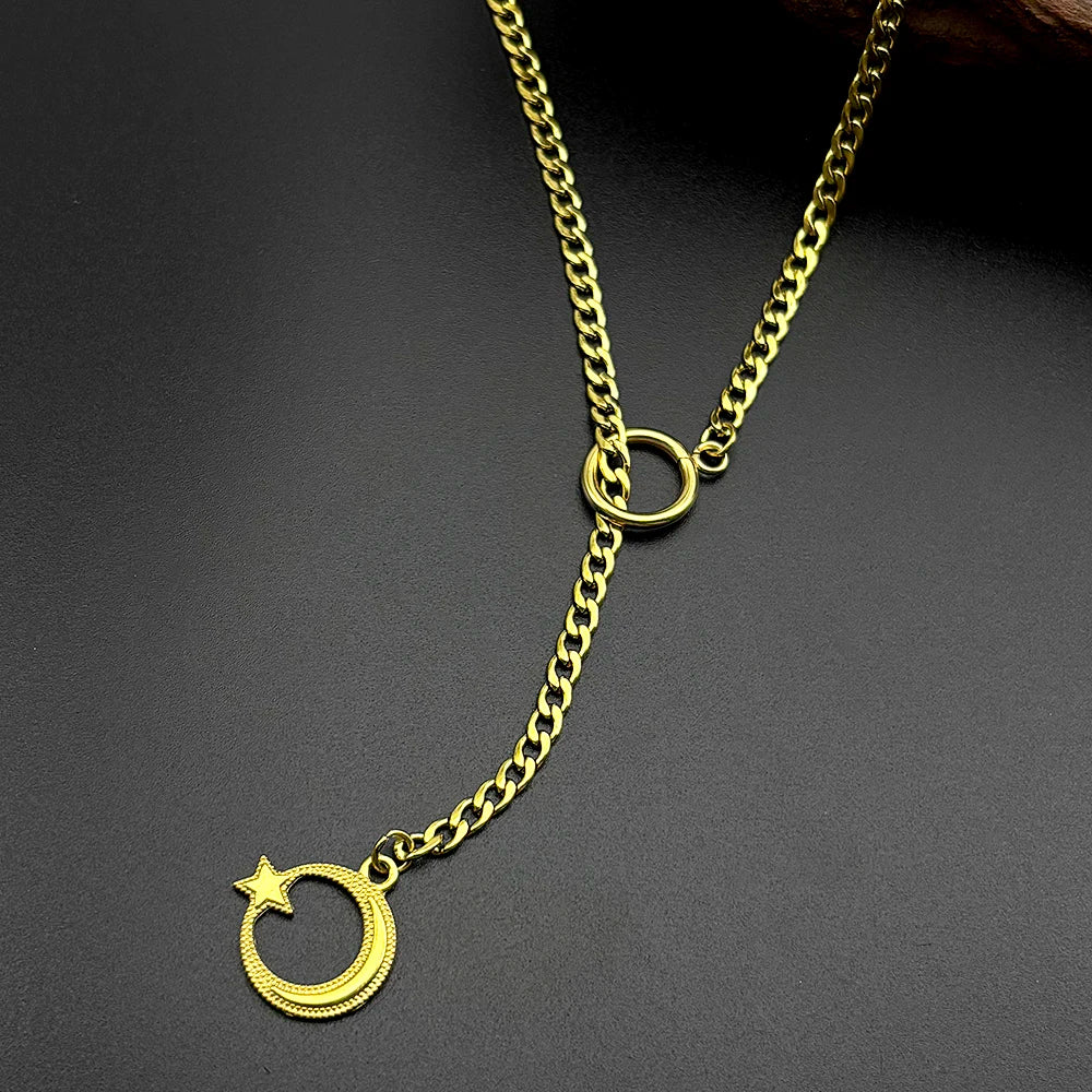Star Steel Pendant Islamic Arabic Crescent Moon