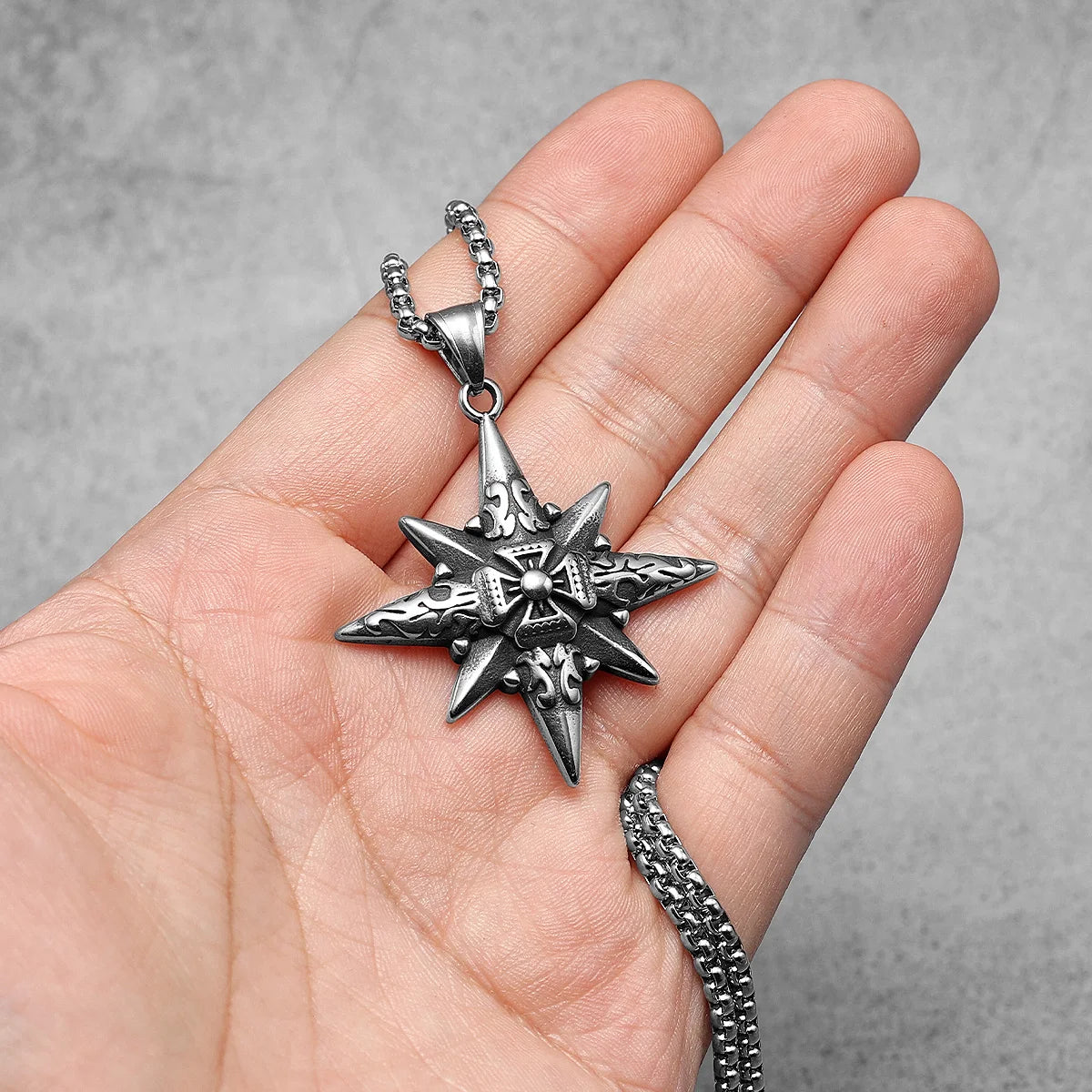 Compass Pendant Necklace — Stainless Steel