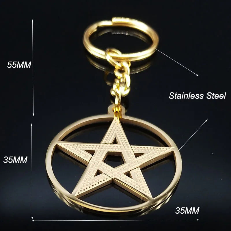 Pentagram Pendant Necklace — Gold Stainless Steel