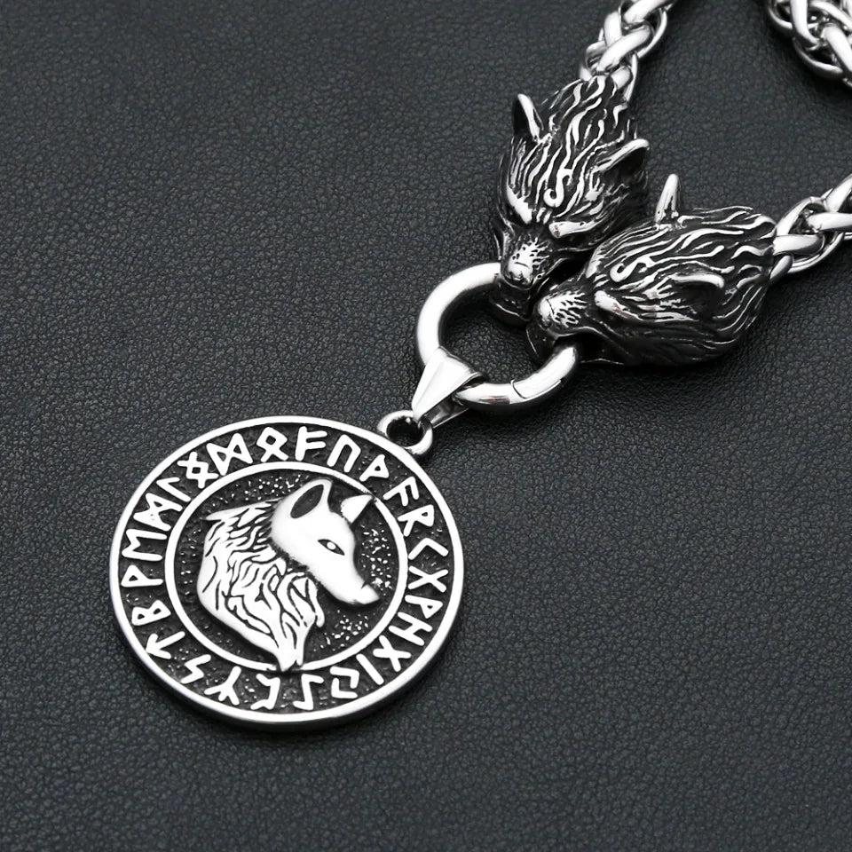 Viking Wolf Head Pendant — Stainless Steel
