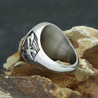 Vintage Stainless Steel Viking Compass Ring For Men Boys Nordic Viking Double Axe Rings Fashion Amulet Mythology