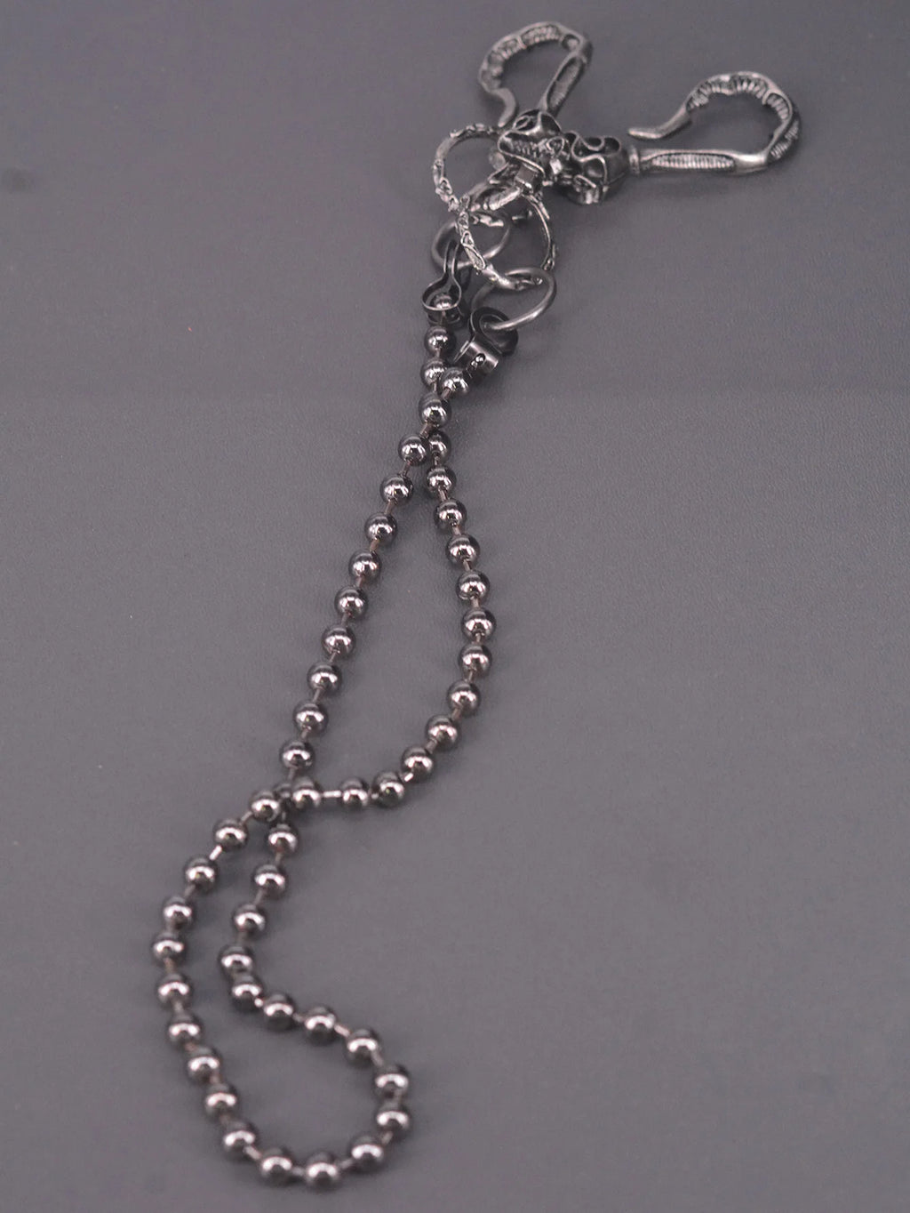 Black Large Skull Ball Bead Wallet Chain — Biker Jeans 6mm