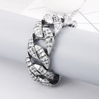 30mm Stainless Steel Dragon Heavy Curb Bracelet for Men Vintage Foundry Armor Tapping Pattern Cuban Male Bangle Jewelry