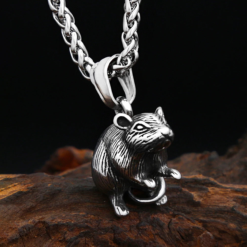 Gothic Mouse Stainless Steel Pendant Necklace
