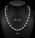 316L Stainless Steel Pig Nose Chain 58cm, Non-Tarnish Coffee Bean Link Necklace, Waterproof Hip Hop Jewelry Gold Silver
