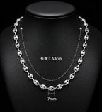 316L Stainless Steel Pig Nose Chain 58cm, Non-Tarnish Coffee Bean Link Necklace, Waterproof Hip Hop Jewelry Gold Silver