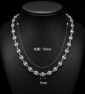 Pig Nose Coffee Bean Link Necklace — Two-Tone, 58cm, Non-Tarnish