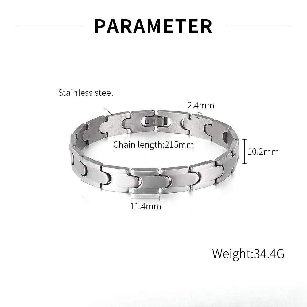 Chunky Men Bracelet,Thick Stainless Steel Strap Chain Link Wristband,Punk Male Jewelry Gift