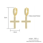 Iced Out Ankh Dangle Hoop Earrings CZ