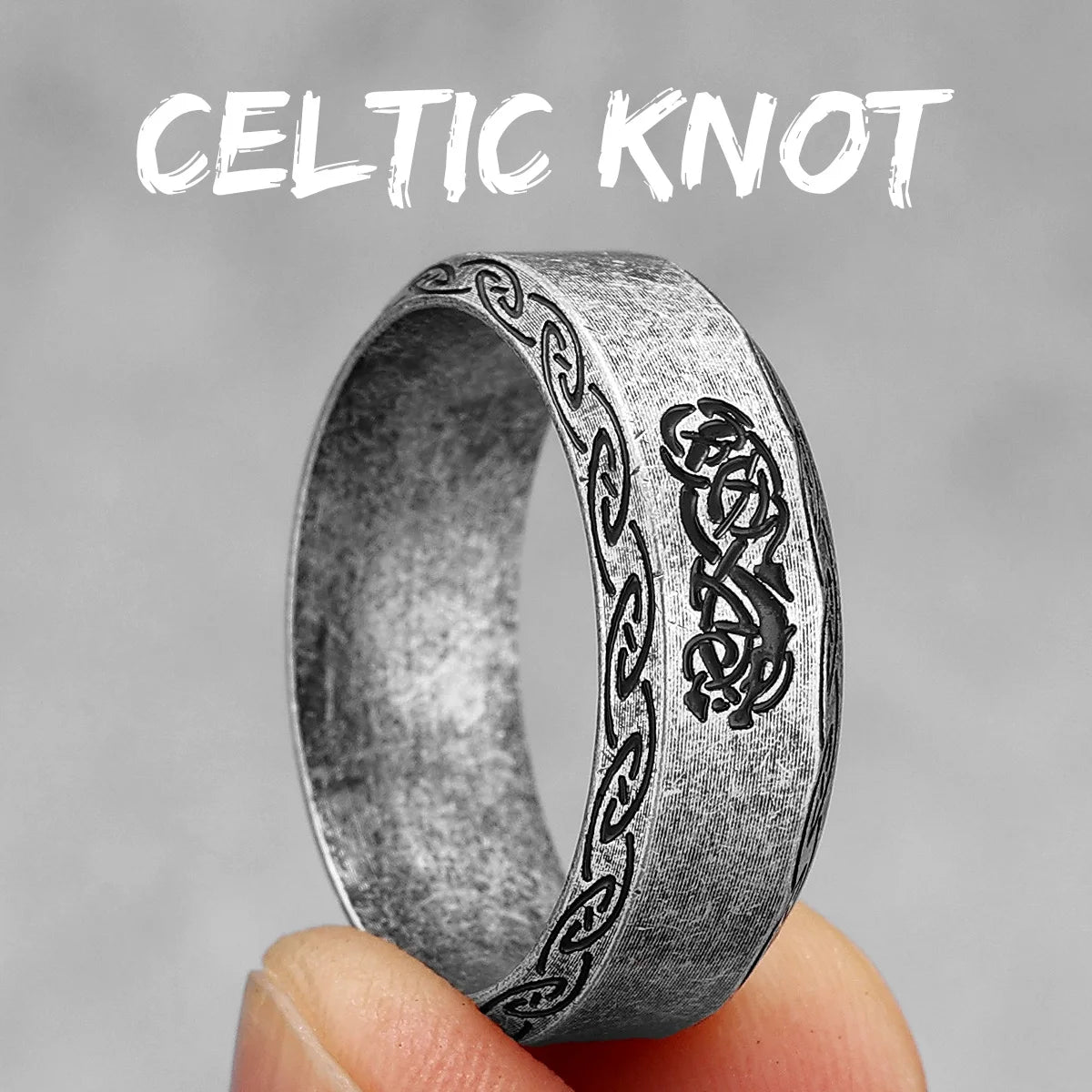 Vintage Nordic Viking Runes Celtic Knot Series Stainless Steel Womens Mens Rings Punk Biker Jewelry Creativity Gift