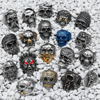 Vintage Punk Gothic All Skull Head Series Stainless Steel Womens Mens Rings Unique for Biker Jewelry Creativity Gift