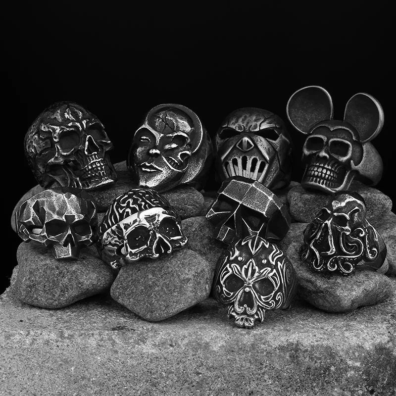 Motorcyclist Skull Ring — Stainless Steel