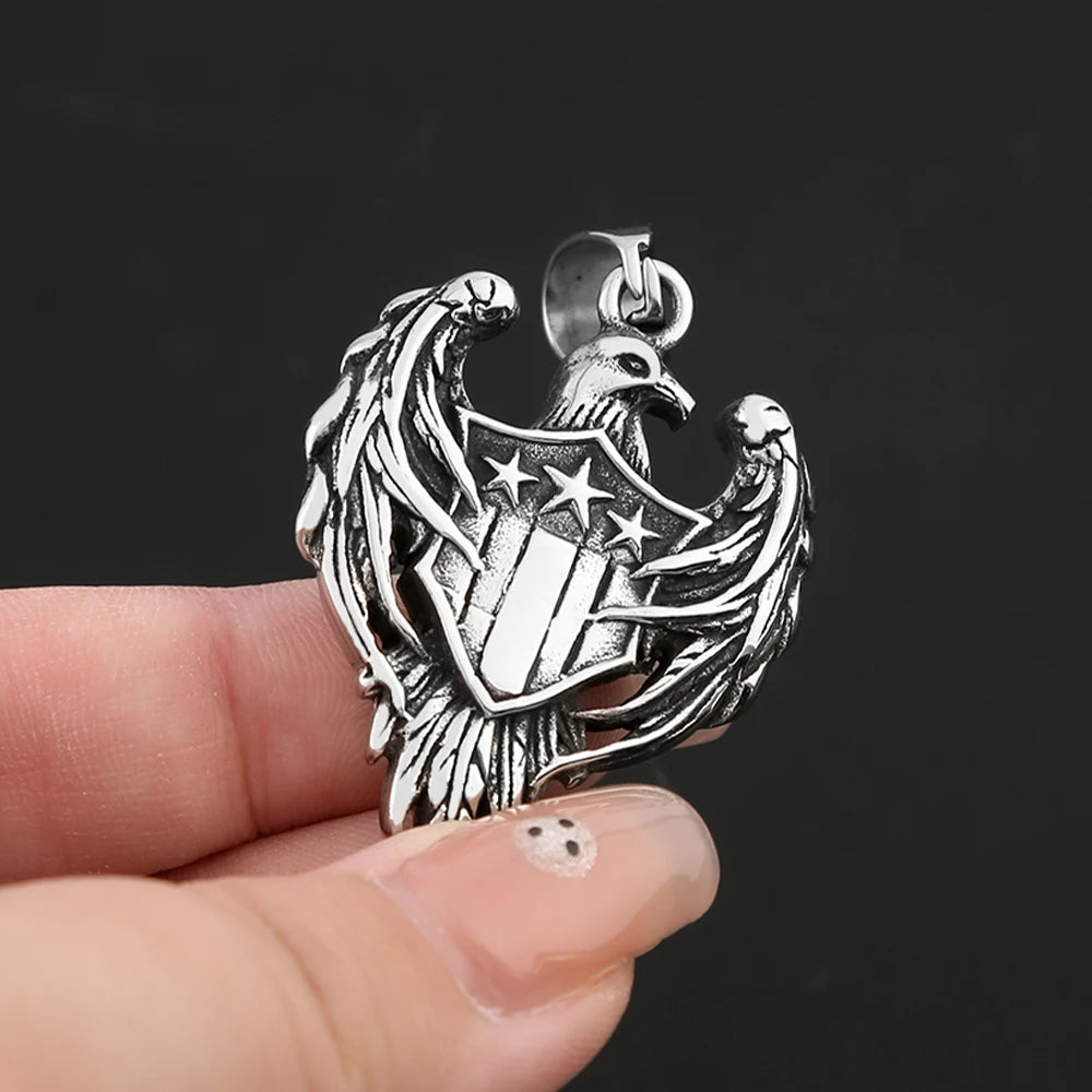 Eagle Steel Pendant Double Sided Retro Army Punk
