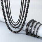 Classic Men's 4/6/8/10mm Wide Link Chain Bracelet Necklace Set for Man 6 Color Available 65CM Long Stainless Steel