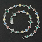 Gold Iced Out Chain Necklace Colored Gemstone