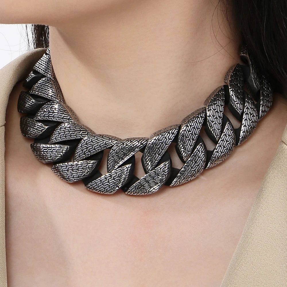 40CM Length 31MM Width Big Curb Cuban Link Chain Necklaces Heavy Stainless Steel On Neck Chains for Women Party Jewelry