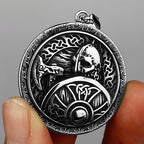 Nordic Viking Odin Warrior Axe Shield Retro Pop Pendant Necklace Stainless Steel Amulet Necklace Men's Gift Jewelry Wholesale