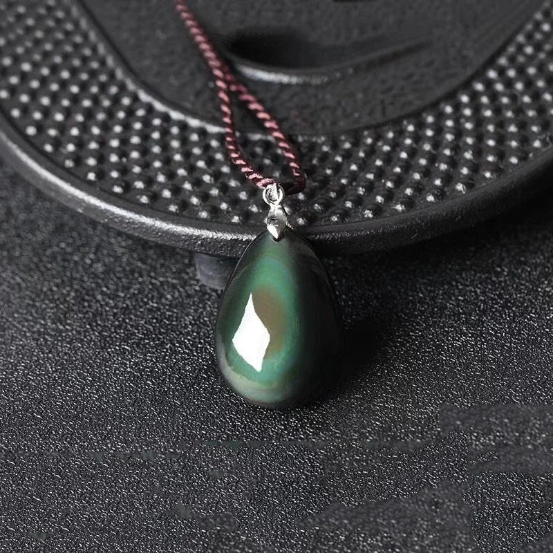 Black Natural Obsidian Water Drop Pendants Rope Necklaces Lucky for Men Women Safety Amulet Stone Jewelry