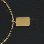 Cuban Chain Strip Bar Pendant Necklace — Stainless Steel