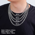 My Shape 3mm-10mm Cuban Chain Stainless Steel Necklaces for Men Male Chains Figaro Box Chain Choker Punk Jewelry 45cm 50cm 60cm