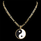 Yin Yang Pendant Necklace for Men Stainless Steel Gold Color Chinese Taoism Ba Gua Taichi Sign Necklaces Jewelry Gifts