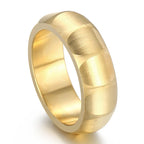 Waterproof Vacuum Plated Gold Color Stainless Steel Men's Ring 7mm Width Brushed Finished with Inner Curve Design Rings