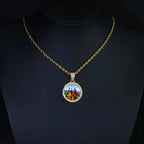 HHIOK Customized Necklaces Circle Chain Picture Personalized Diamond Memory Pendant with Photo Wing Design Gift for Men