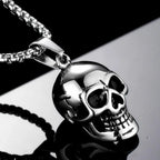Silver Skull Pendant Necklace Stainless Steel Simple