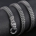 8MM Curb Link Chain Men's Neck Necklaces for Men Gothic Stainless Steel Snake Style Male Man Necklace 60CM Long Viking