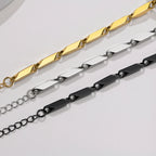 Gold Bar Link Chain Bracelet — Stainless Steel