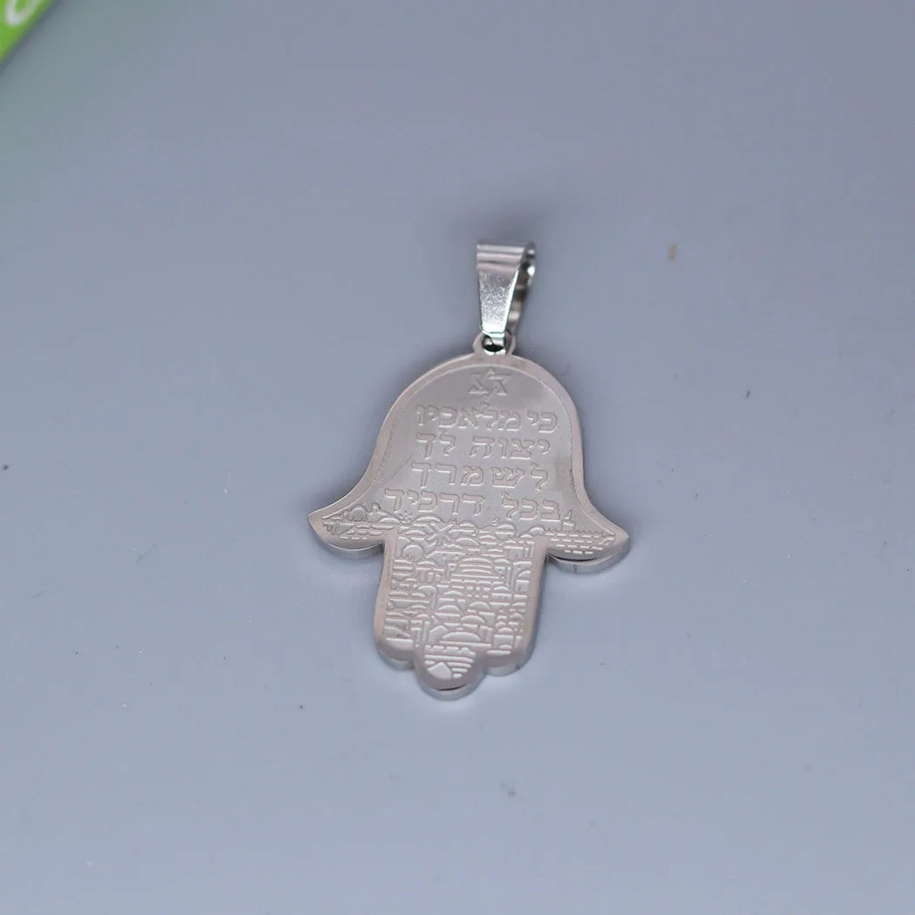 2pcs Hamsa Hand Of Fatima Stainless Steel Pendant Charms for Jewelry Making Jerusalem Jewelry Key Chains Mythology Amulet Gifts