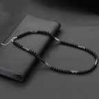 Unique Natural Stone Necklace For Men 19 Inches Short Choker Stainless Steel Buckle Square Tiger Eyes Beads Cycling Accessories