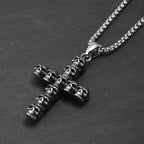 Cross Skull Steel Pendant European American Retro