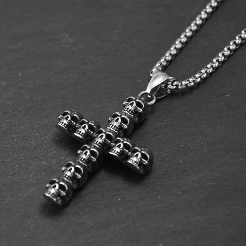 Gothic Cross Steel Pendant European American Retro