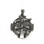 Vintage Viking Warrior Odin Necklace Men Nordic Stainless Steel Cross Trinity Pendant Necklace Gothic Skull Chain