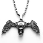 Skull Gothic Wings Pendant Necklace Stainless Steel