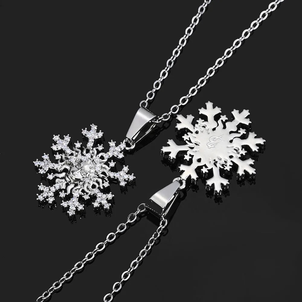 Silver Snowflake Pendant Necklace Iced Out