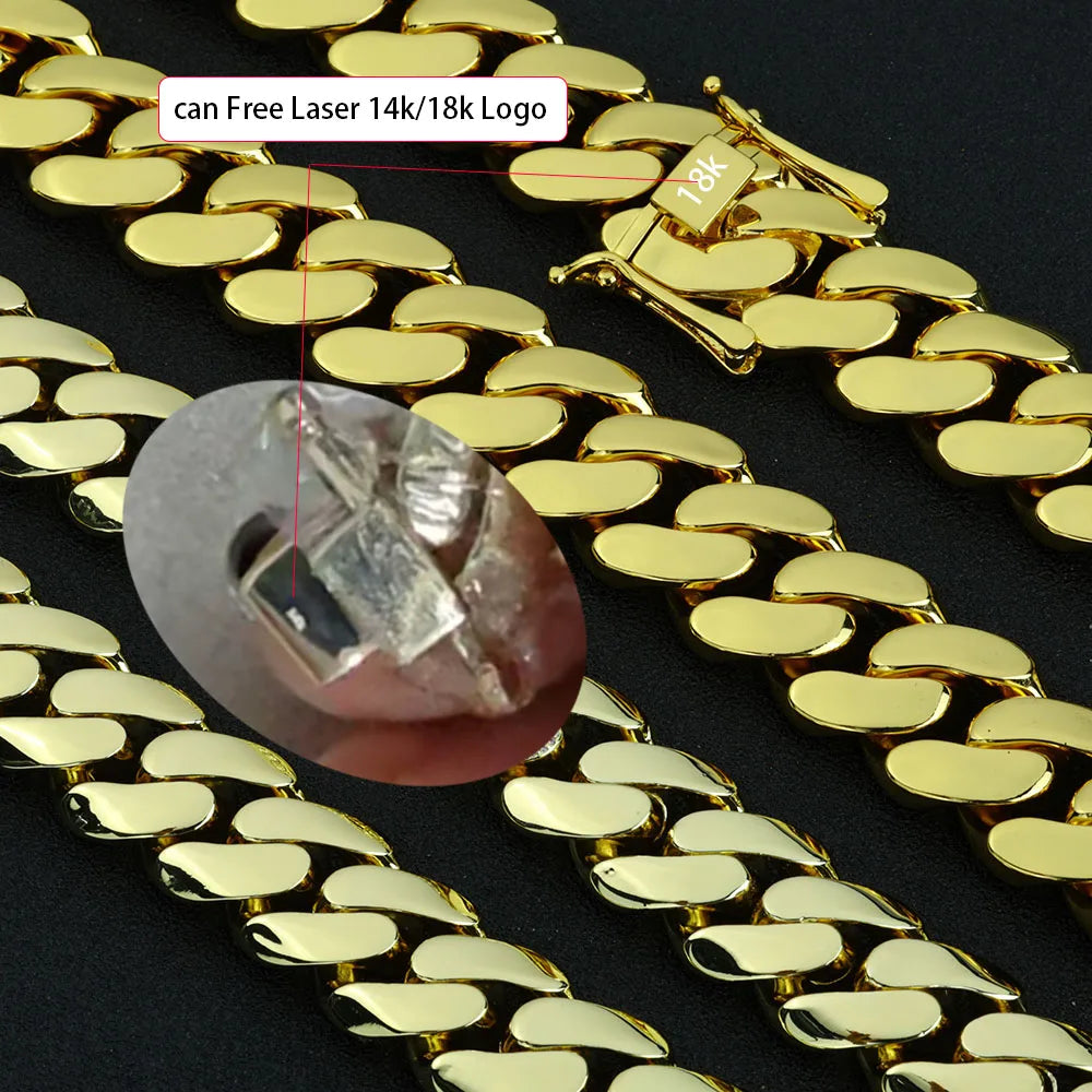 Gold Cuban Chain Necklace 10/12/22MM Brass