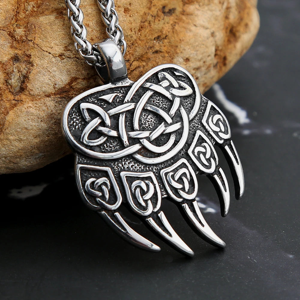 Viking Steel Pendant Vintage Unique Bear Claw