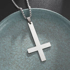Catholic Jesus Cross Stainless Steel Pendant Necklace for Men Women Vintage Christian Prayer Jewelry