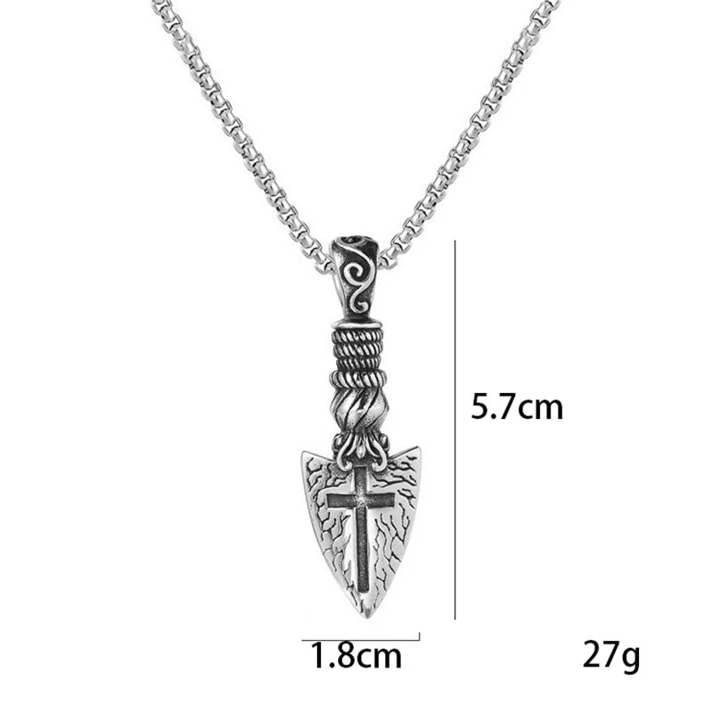 Silver Cross Pendant Necklace Vintage Box Chain