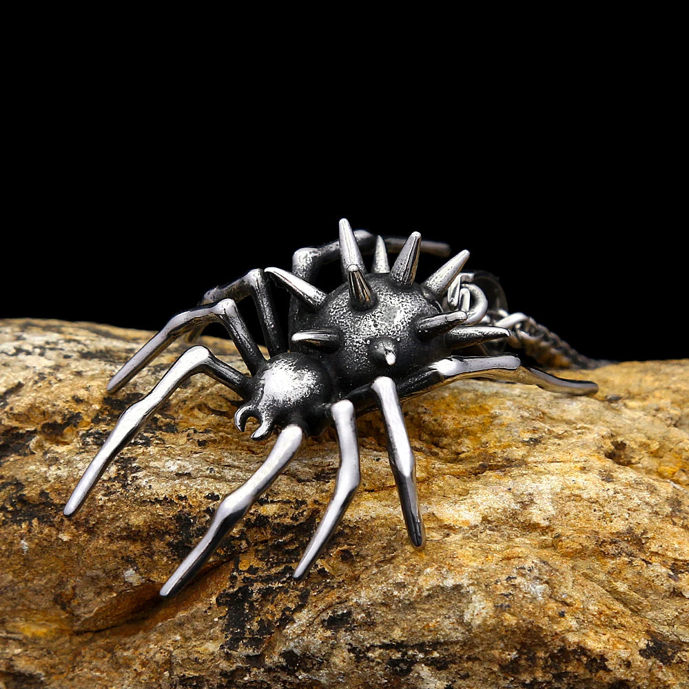 Vintage Gothic Spider Necklace For Men Stainless Steel Punk Animal Pendant Necklace Unique Fashion Jewelry Gifts
