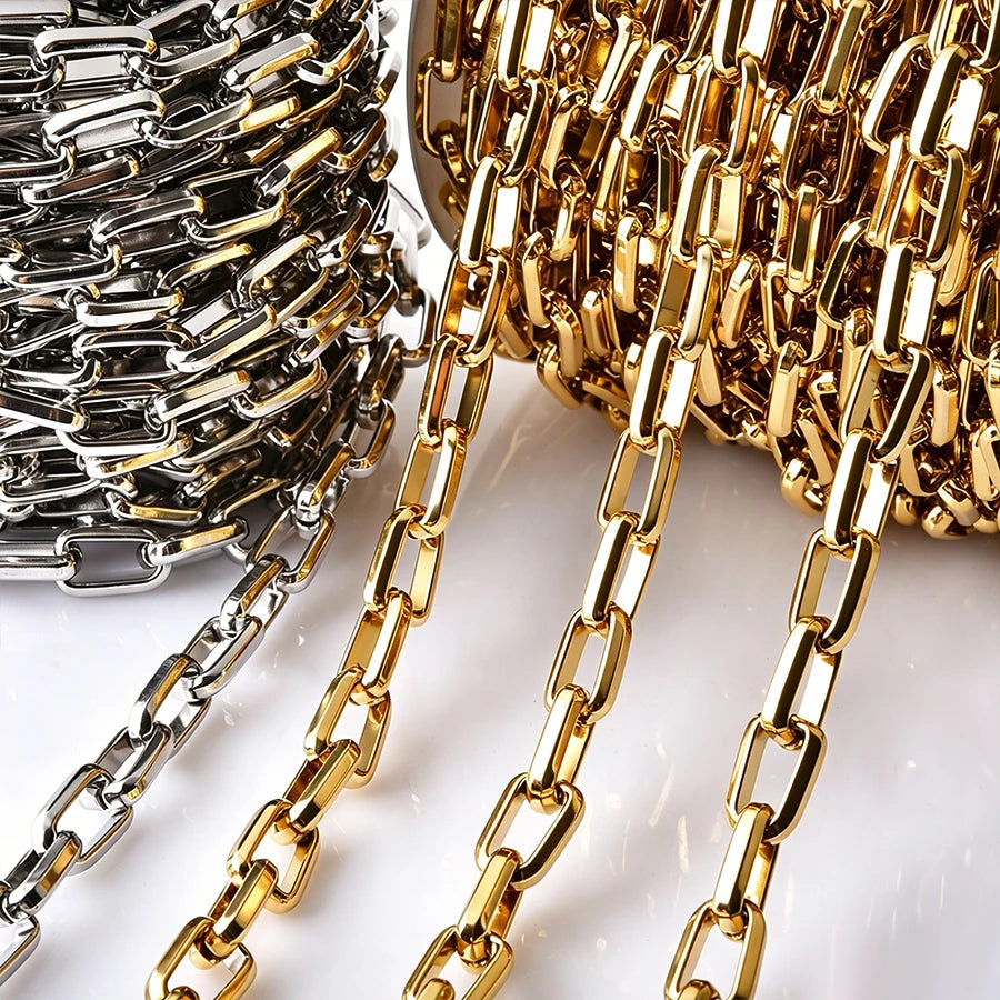 Statement Rectangle Chain Necklace — Stainless Steel