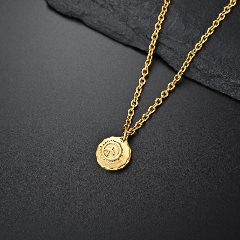 Flying Bird Geometric Pendant Necklace — Titanium