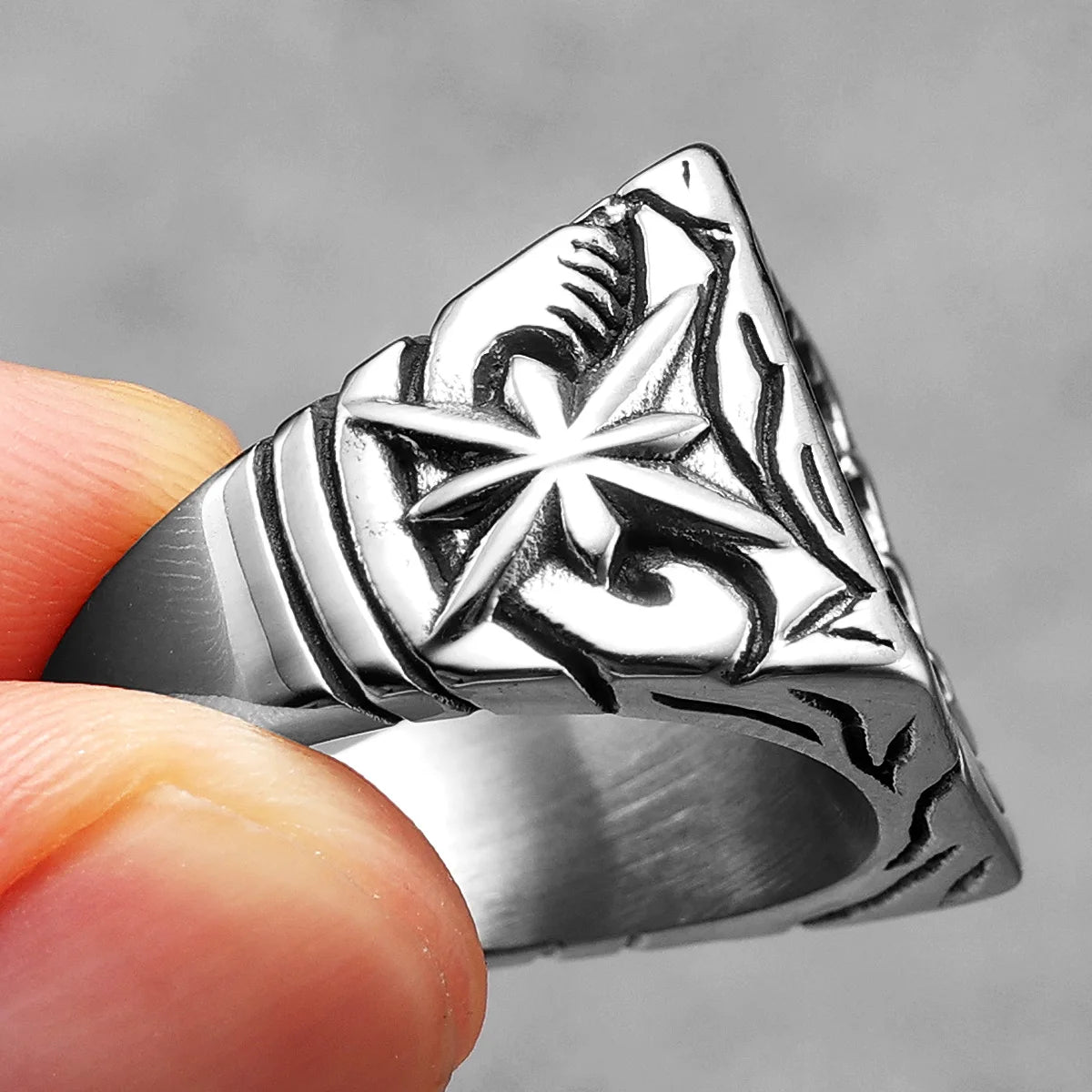 City Carving Ring Stainless Steel Minimal