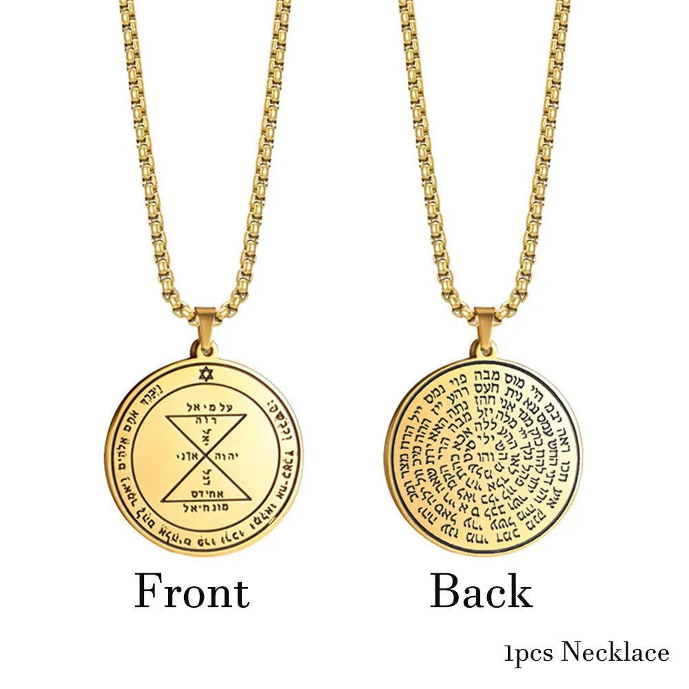 EUEAVAN Key of Solomon Necklace Double Side Third Pentacle of the Venus Protection Love Stainless Steel Necklaces Amulet Jewelry