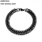 316L Stainless Steel Cuban Chain Bracelet for Men Women Figaro Vintage Metal Viking Kpop Pulseras Emo Cute Luxury